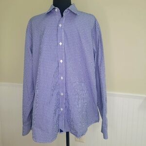 Untuckit Shirt Men's Extra Large Blue Pink Checkered Plaid Button Down Pocket